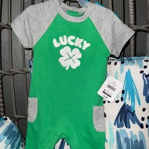 St. Pattys button romper